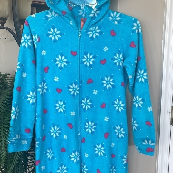 Jenni by Jennifer Moore Fleece Adult Zippered Footed Onesie Blue Hooded Pajamas - Picture 5 of 12